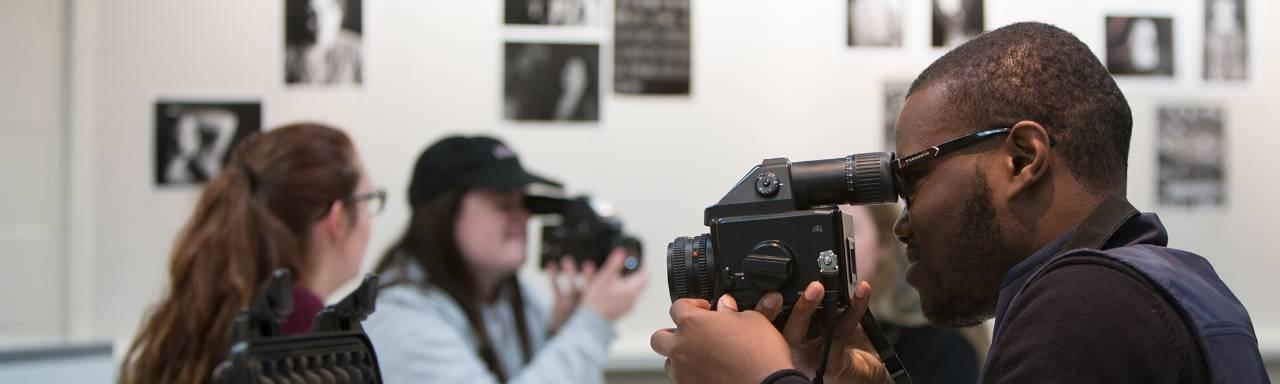 Students using medium format cameras